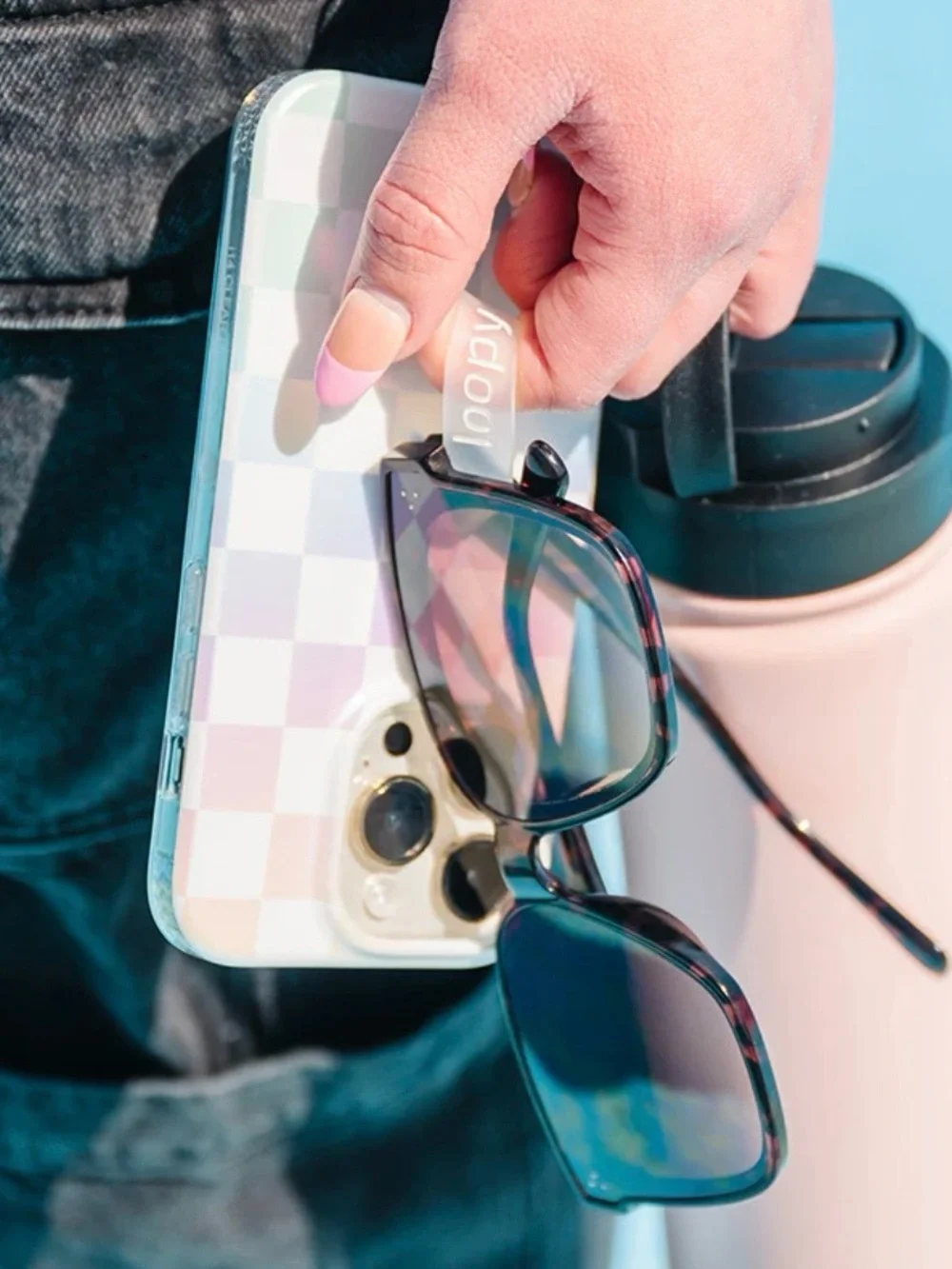 Pearl Checkered Iridescent  Loopy Case for iPhone 11/Xr